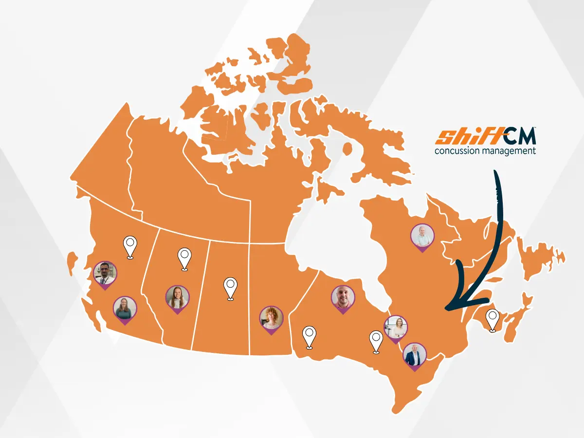 Provider directory map showing search results for Shift-trained concussion specialists