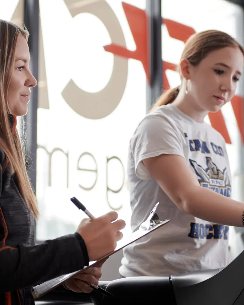 Healthcare provider conducting complex concussion assessment